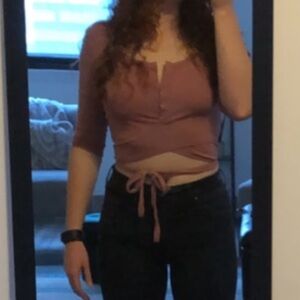 FAVLUX Mauve Wrap Henley Crop Top